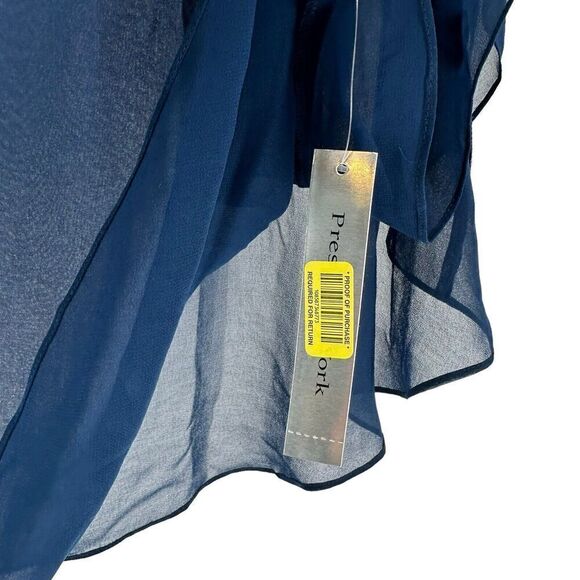 Preston York Cape Top Blue Sheer Gemstone Bead Embellished Size L XL Crew Neck - Picture 5 of 9